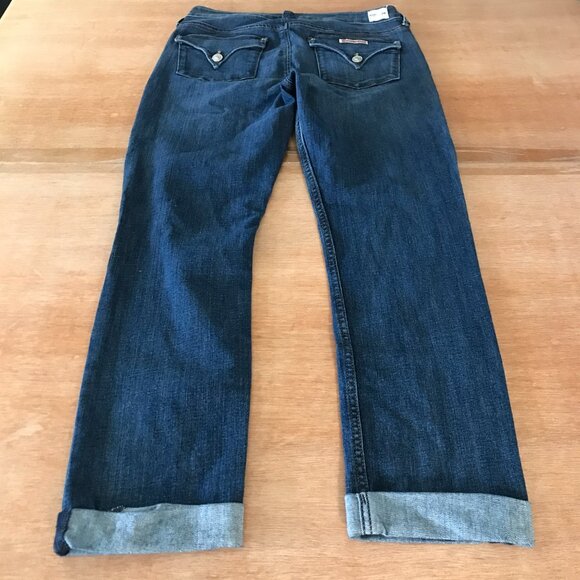 Hudson Bacara Crop Straight Cuffed Jeans Women 28 Blue Mid Rise Distressed 16282 - Picture 2 of 15